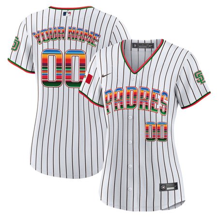 San Diego Padres Mexico Cool Base Women Pinstripe Limited Custom Jersey